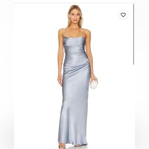 Shona Joy , La Lune Lace Back Maxi Dress in Powder Blue